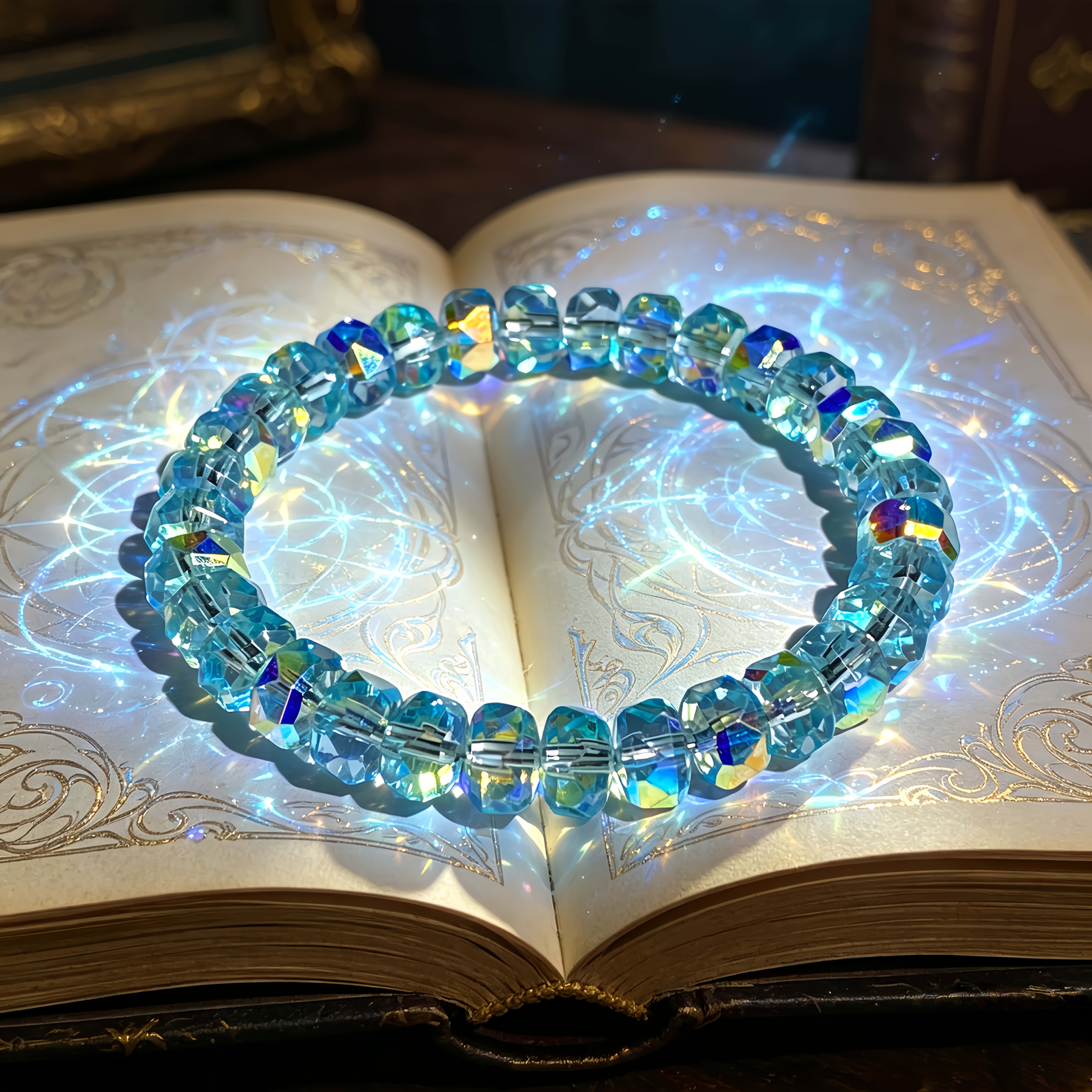 Women's Iridescent Sea Blue Bangle, Easy Luxury